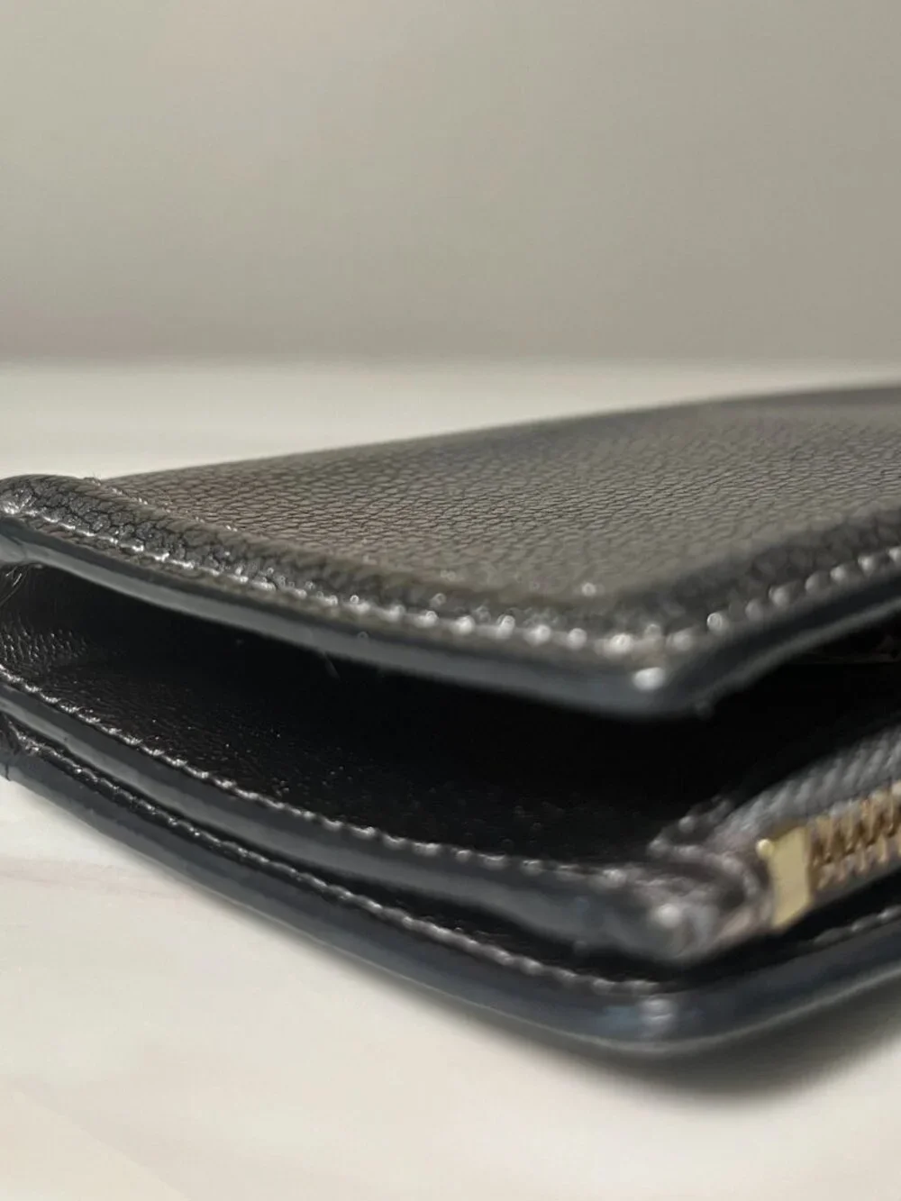 Kate Spade New York Metallic Pebbled Gunmetal Leather Wallet - Picture 9 of 10
